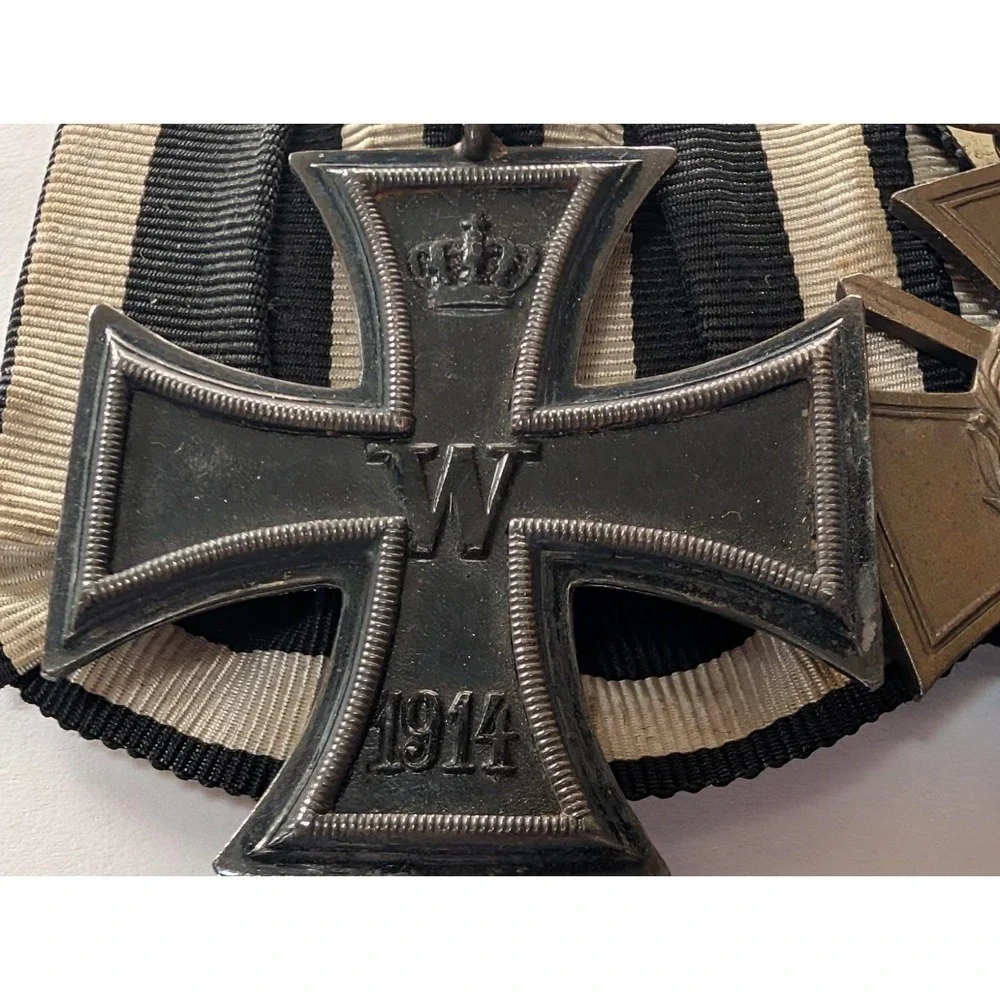 Original WW1 German 2 Medal Clasp Iron Cross 1914 with Honor w/Cross Swords